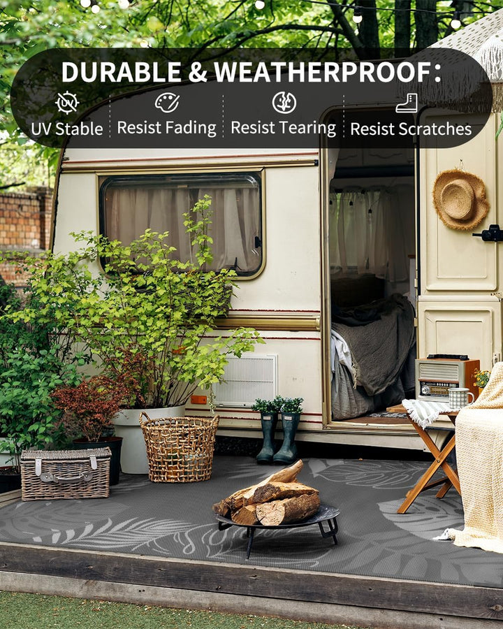 Outdoor Rug Waterproof Patio Rug, Reversible Tropical Outdoor Carpet Camping Rugs, Outdoor for your RV-Outdoor Rug for Patio, Outdoor Plastic Straw Rug, Outdoor Rugs Plastic for Deck