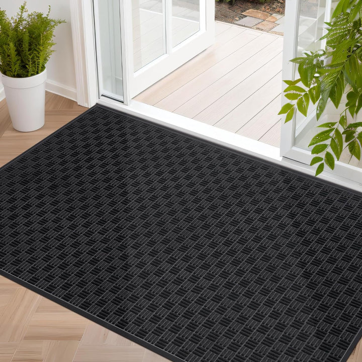 Front Door Mat, Heavy Duty Durable Welcome Mat for Outdoor Indoor, Dirt Trapper Waterproof Super Absorbent Door Mat for Entryway, Outside, Patio, Porch