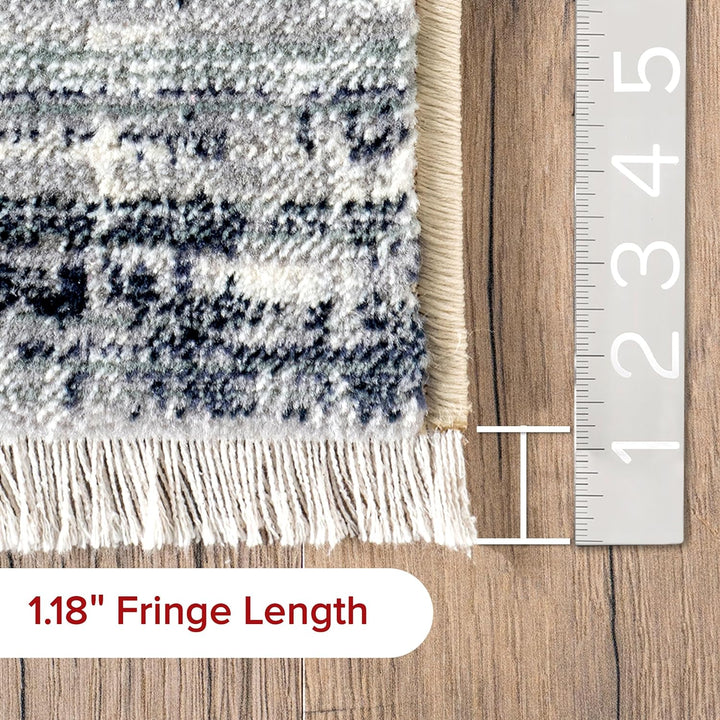 Fringed Performance Indoor Area Rug, Power Loomed, Easy Clean, Durable, Non-Shed, 5' x 8', Vanita Beige