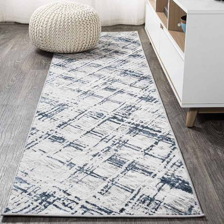 SOR201C-5 Slant Modern Abstract Indoor Area Rug, Transitional, Contemporary, Solid & Striped, Bedroom, Kitchen, Living Room, Easy-Cleaning, Non-Shedding, 5 X 8, Beige/Gray