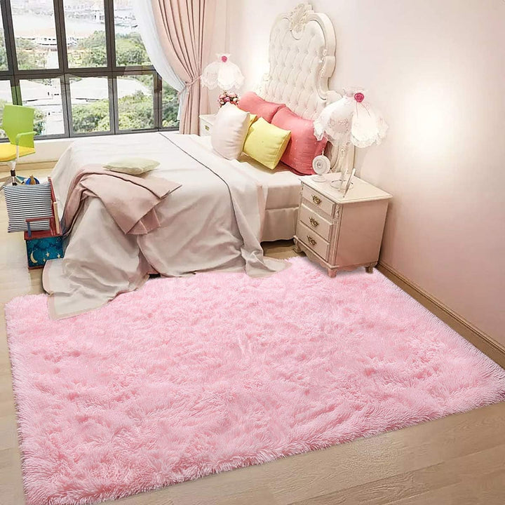 Ultra Soft Pink Rugs for Bedroom 4x6 Feet, Fluffy Shag Area Rugs for Living Room, Large Comfy Furry Rug for Girls Kids Baby Room Decor, Non Slip Nursery Modern Indoor Fuzzy Floor Carpet