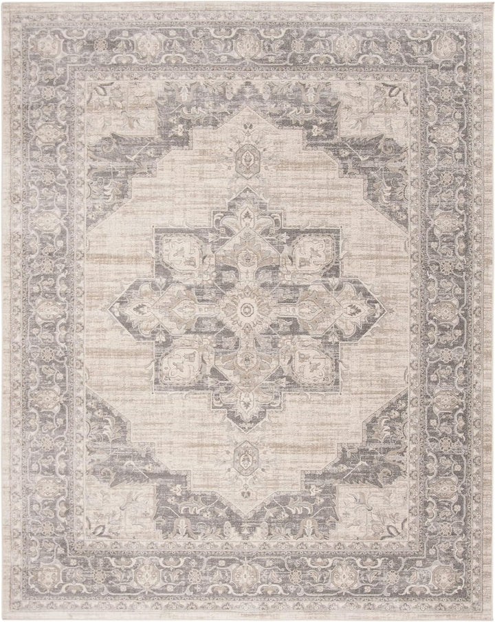 Brentwood Collection Area Rug Rectangle - 8' x 10', Cream & Grey, Medallion Distressed Design, Non-Shedding & Easy Care, Ideal for High Traffic Areas in Living Room, Bedroom (BNT865B)