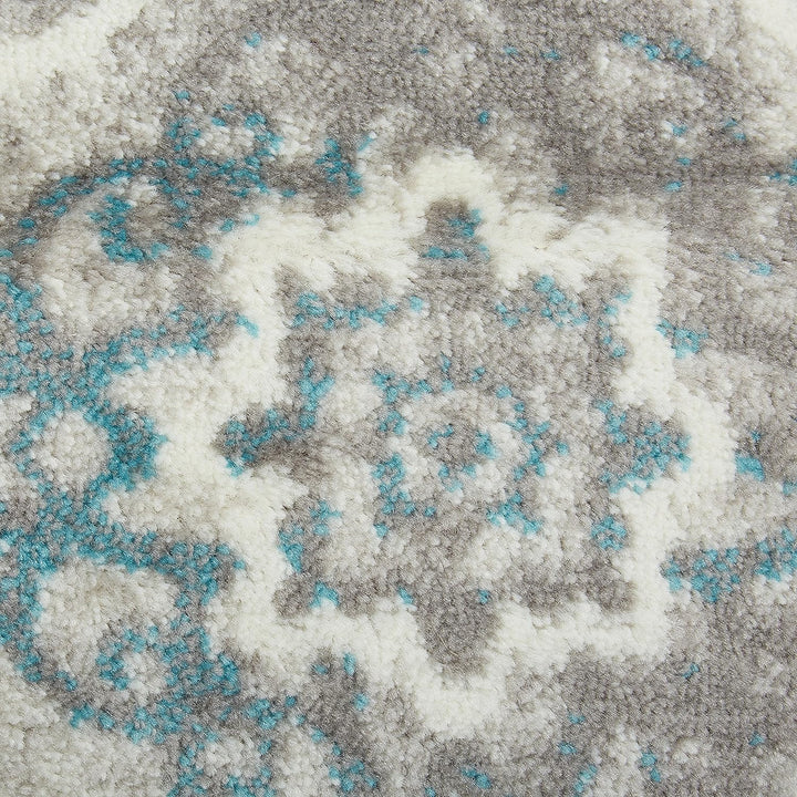 Boho Andorra Transitional Damask Area Rug, Grey/Blue, 7'9"x10'2"