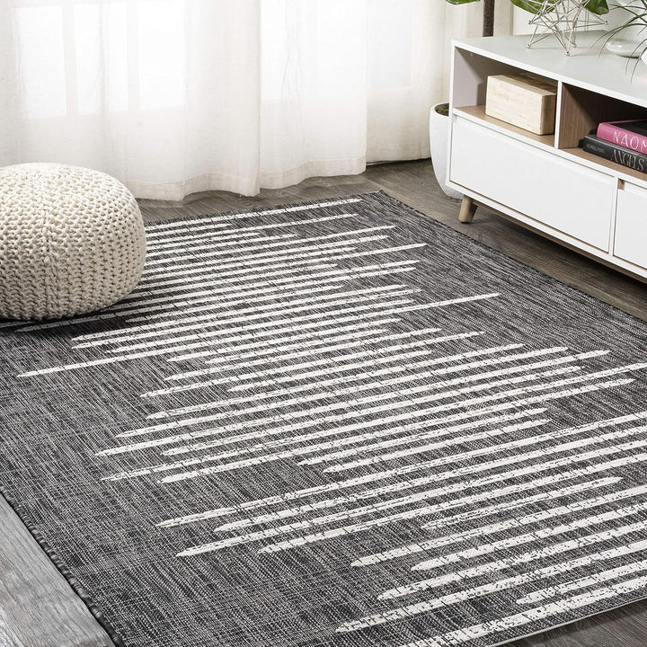 Zolak Berber Stripe Geometric Indoor Outdoor Area-Rug, Bohemian Contemporary Design, Easy-Cleaning, Bedroom, Kitchen, Backyard, Patio, Non Shedding