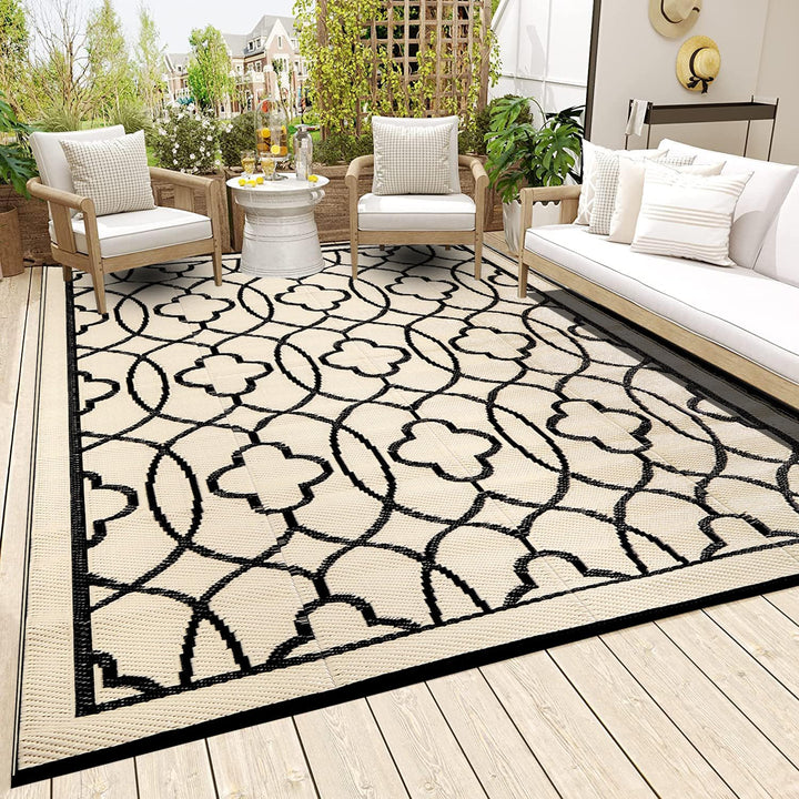 Outdoor Rugs for Patio Clearance, Waterproof Reversible Indoor Outdoor Rug Carpet, Portable Plastic Straw Rug for RV Camping, Picnic, Beach, Porch, Deck