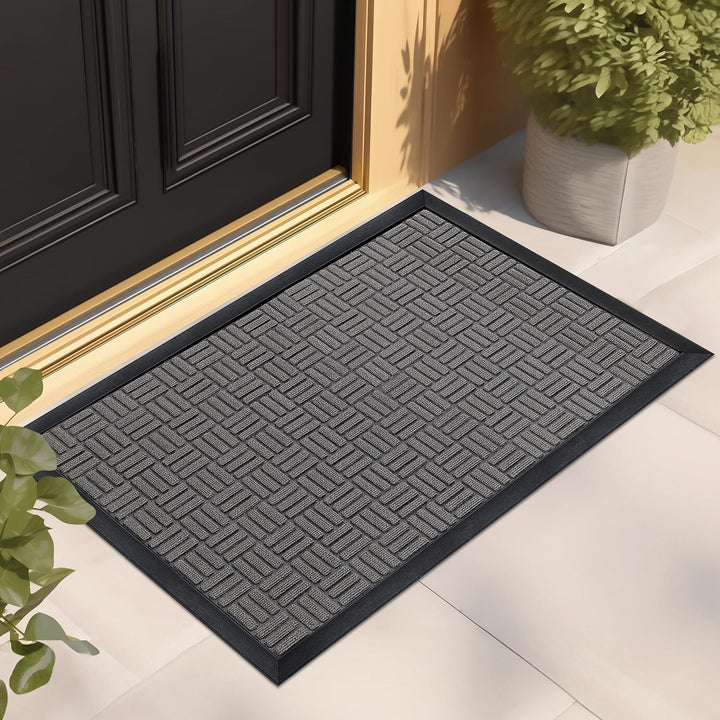 Front Door Mat, Heavy Duty Durable Welcome Mat for Outdoor Indoor, Dirt Trapper Waterproof Super Absorbent Door Mat for Entryway, Outside, Patio, Porch