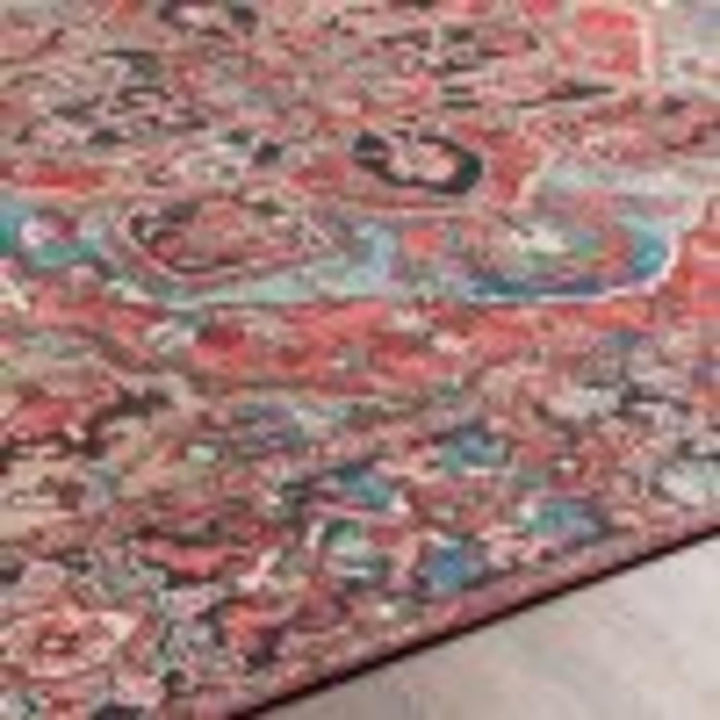 Reeta Printed Medallion Area Rug,7'6" x 9'6",Bright Red/Wheat