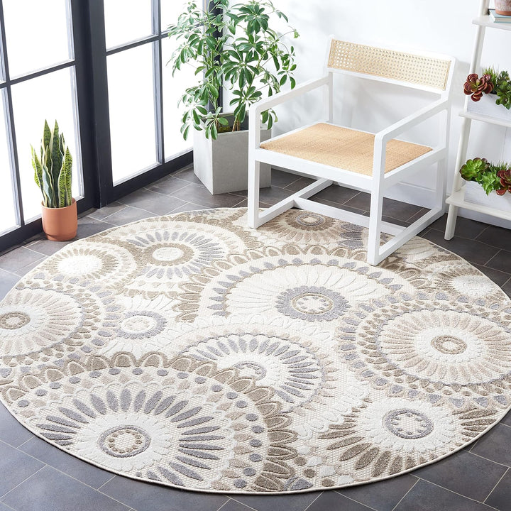 Cabana Collection Area Rug, Boho Medallion Design, Non-Shedding & Easy Care, Indoor/Outdoor & Washable-Ideal for Patio, Backyard, Mudroom