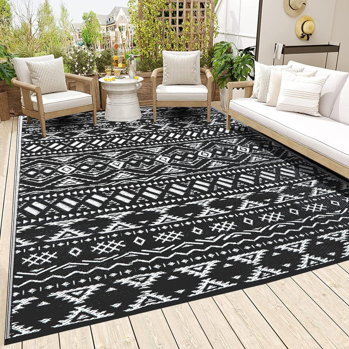 Outdoor Rugs for Patio Clearance, Waterproof Reversible Indoor Outdoor Rug Carpet, Portable Plastic Straw Rug for RV Camping, Picnic, Beach, Porch, Deck