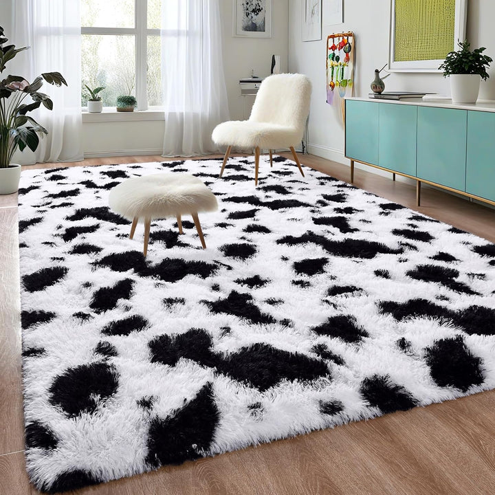 Super Soft Shaggy Rugs Fluffy Carpets, 4x6 ft, Green Area Rug for Living Room Bedroom Girls Kids Room Nursery Home Decor, Non-Slip Plush Indoor Floor Bedside Rug, 4x6 Feet Green