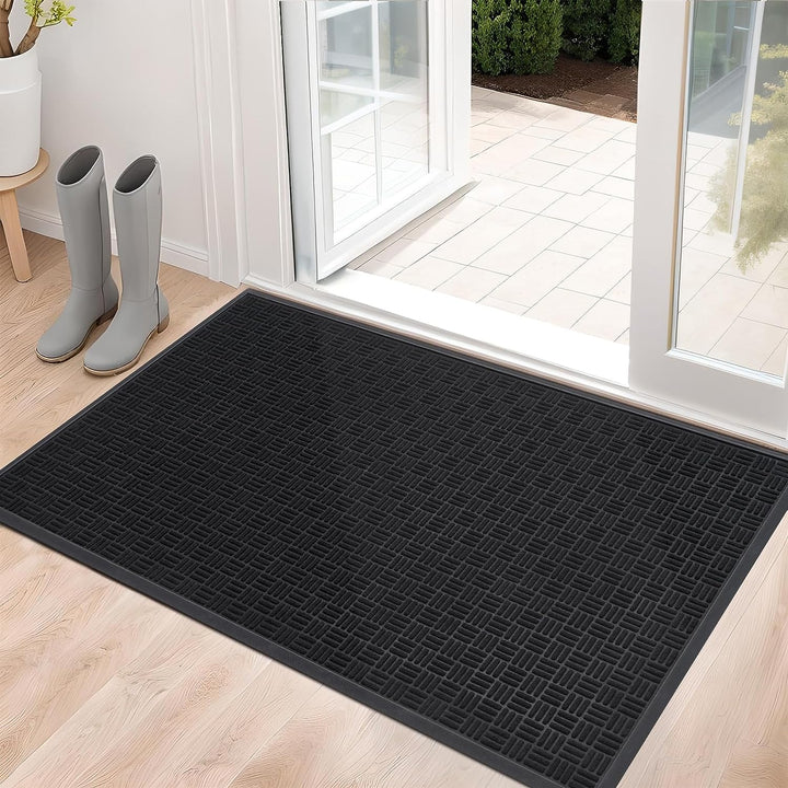 Front Door Mat, Heavy Duty Durable Welcome Mat for Outdoor Indoor, Dirt Trapper Waterproof Super Absorbent Door Mat for Entryway, Outside, Patio, Porch