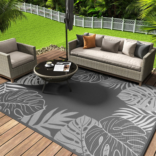 Outdoor Rug Waterproof Patio Rug, Reversible Tropical Outdoor Carpet Camping Rugs, Outdoor for your RV-Outdoor Rug for Patio, Outdoor Plastic Straw Rug, Outdoor Rugs Plastic for Deck