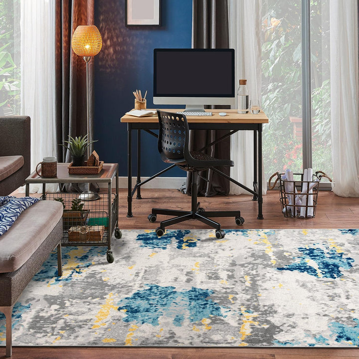 Sky Collection Transitional Abstract Area Rug 5' x 7' Cream