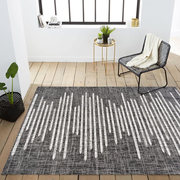 Zolak Berber Stripe Geometric Indoor Outdoor Area-Rug, Bohemian Contemporary Design, Easy-Cleaning, Bedroom, Kitchen, Backyard, Patio, Non Shedding