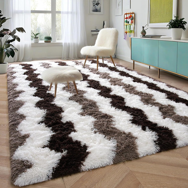 Super Soft Shaggy Rugs Fluffy Carpets, 4x6 ft, Green Area Rug for Living Room Bedroom Girls Kids Room Nursery Home Decor, Non-Slip Plush Indoor Floor Bedside Rug, 4x6 Feet Green