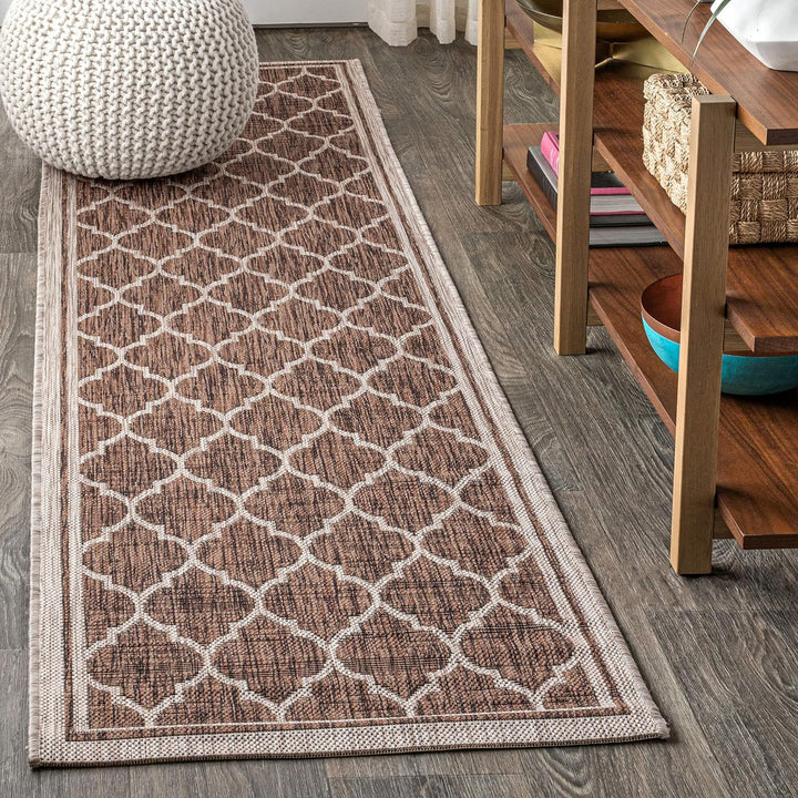 Trebol Moroccan Trellis Textured Weave Indoor Outdoor Area Rug, Modern, Bohemian, LivingRoom, Backyard