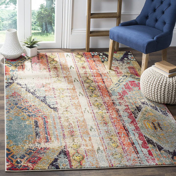 Monaco Collection Area Rug - Boho Chic Tribal Distressed Design, Non-Shedding & Easy Care, Ideal for High Traffic Areas in Living Room, Bedroom