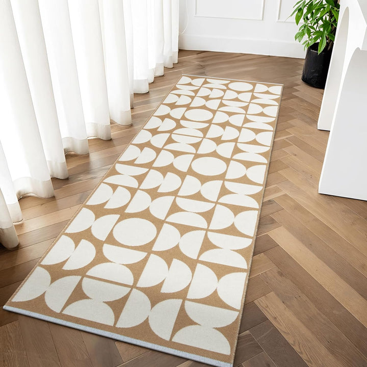 Indoor/Outdoor Rug, Reversible Washable Patio Rug, Low Pile Modern Abstract Floor Carpet Area Rug, Cotton Woven Entryway Rug for Living Room, Backyard, Bedroom