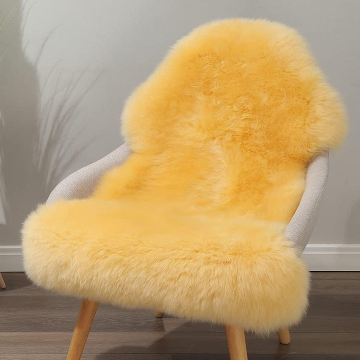 Genuine Sheepskin Area Rug Wool Rug Fur Carpet Fluffy Shaggy Fur Rug for Living Room Kids Bedroom Real Sheepskin Throw Lambskin Rugs Sofa Mat Chair Seat Covers (Tan, 2 x 6 ft Sheepskin)