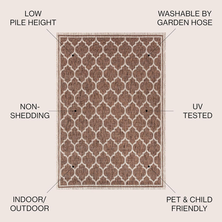 Trebol Moroccan Trellis Textured Weave Indoor Outdoor Area Rug, Modern, Bohemian, LivingRoom, Backyard