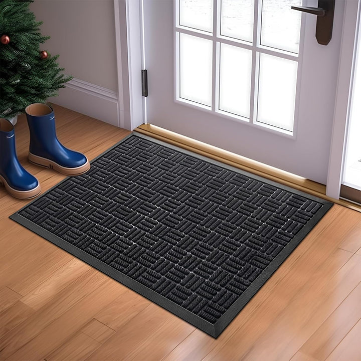 Front Door Mat, Heavy Duty Durable Welcome Mat for Outdoor Indoor, Dirt Trapper Waterproof Super Absorbent Door Mat for Entryway, Outside, Patio, Porch