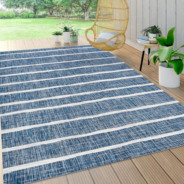 Colonia Berber Stripe Indoor Outdoor Area-Rug, Bohemian, Contemporary, Easy-Cleaning, Bedroom, Kitchen, Backyard, Patio, Non Shedding