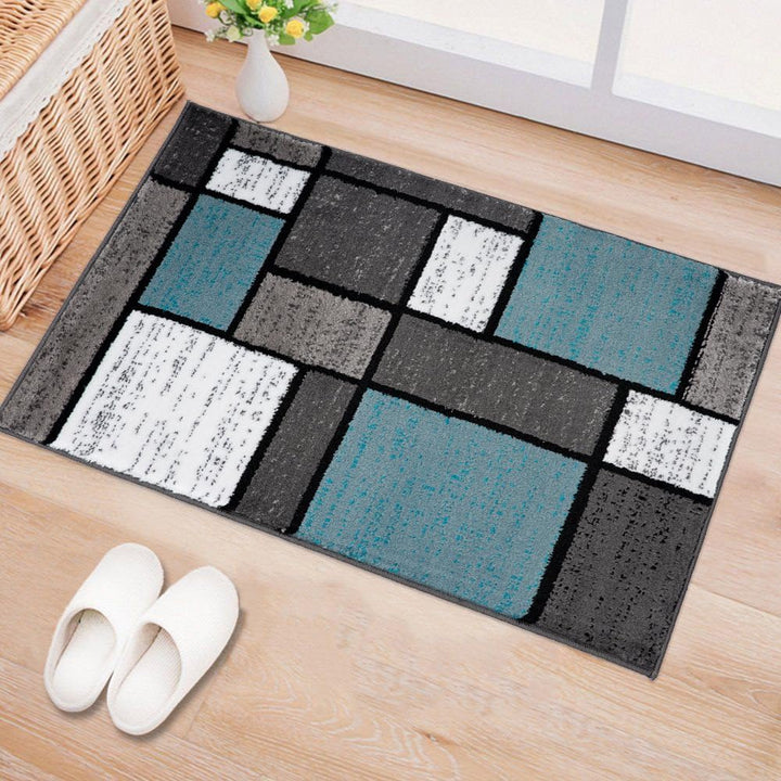 Contemporary Modern Boxes for Home Office, Living Room, Bedroom, Kitchen Non Shedding Area Rug