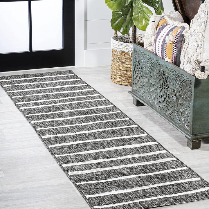 Colonia Berber Stripe Indoor Outdoor Area-Rug, Bohemian, Contemporary, Easy-Cleaning, Bedroom, Kitchen, Backyard, Patio, Non Shedding