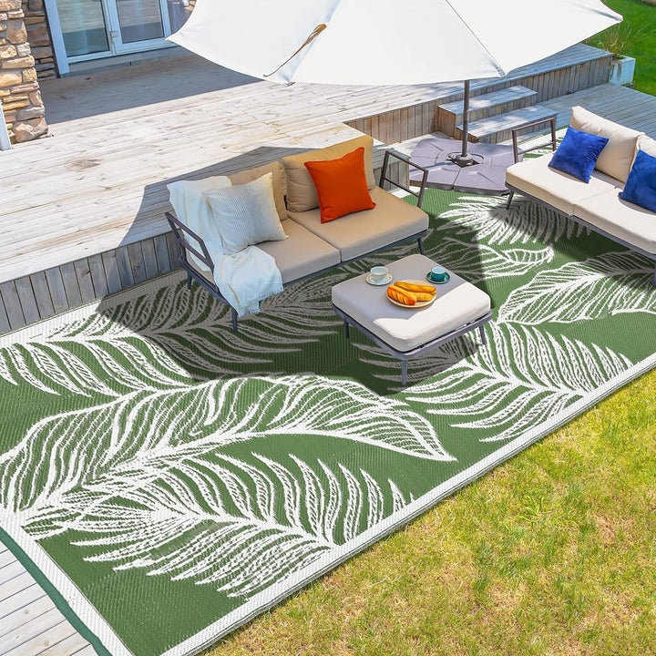 Outdoor Rug, Waterproof Reversible Mat Indoor-Outdoor Rugs Carpet, Small Area Rug, Plastic Straw Rug for Patio, Deck, Balcony, Pool, RV Camping, Beach, Picnic