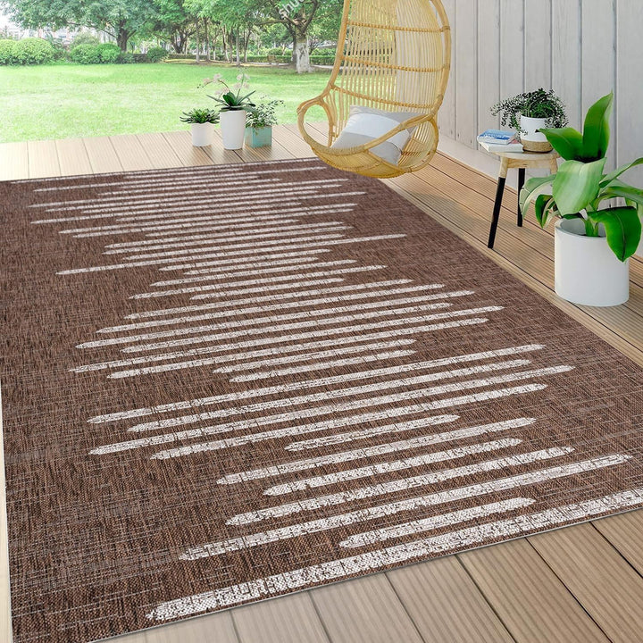 Zolak Berber Stripe Geometric Indoor Outdoor Area-Rug, Bohemian Contemporary Design, Easy-Cleaning, Bedroom, Kitchen, Backyard, Patio, Non Shedding