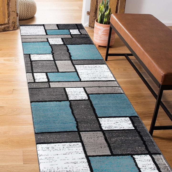 Contemporary Modern Boxes for Home Office, Living Room, Bedroom, Kitchen Non Shedding Area Rug