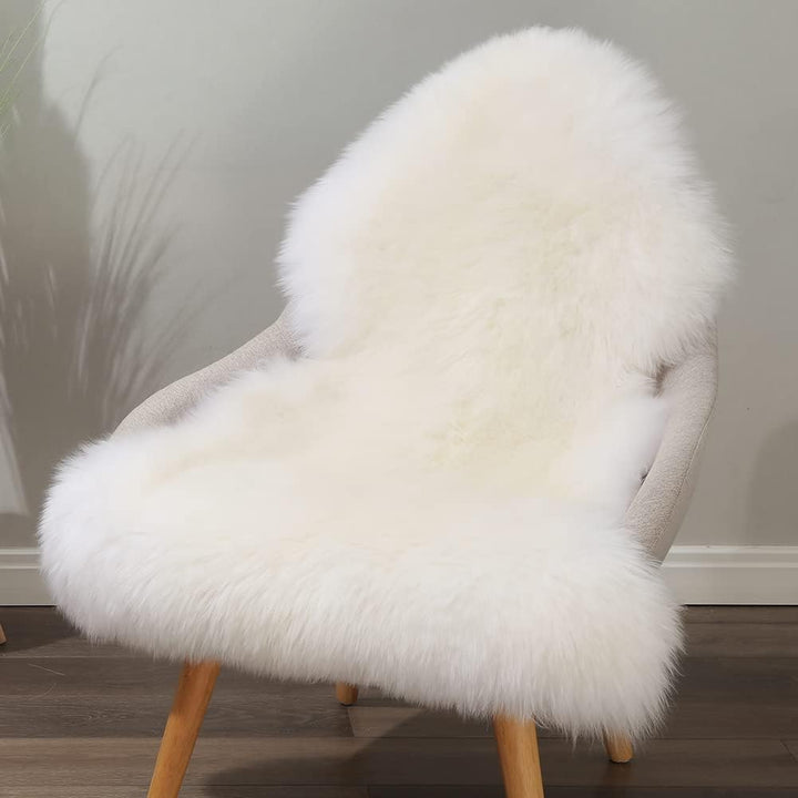 Genuine Sheepskin Area Rug Wool Rug Fur Carpet Fluffy Shaggy Fur Rug for Living Room Kids Bedroom Real Sheepskin Throw Lambskin Rugs Sofa Mat Chair Seat Covers (Tan, 2 x 6 ft Sheepskin)