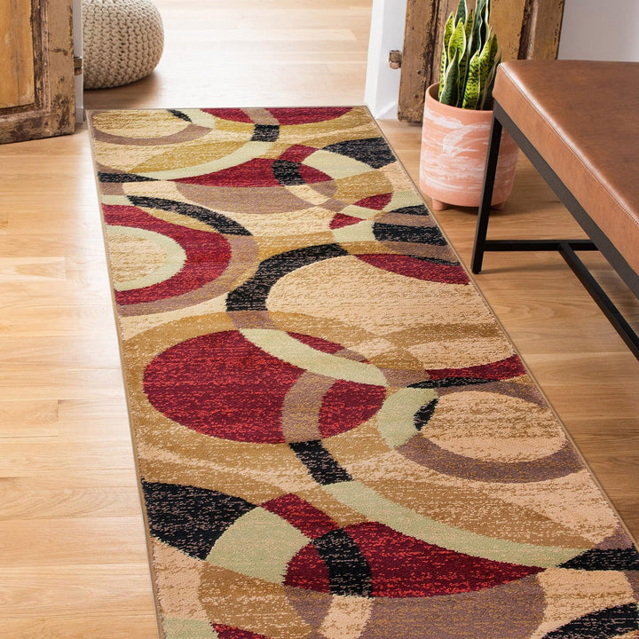 Contemporary Abstract Circles Perfect for High Traffic Areas of your Living Room, Bedroom, Home Office, Kitchen Area Rug