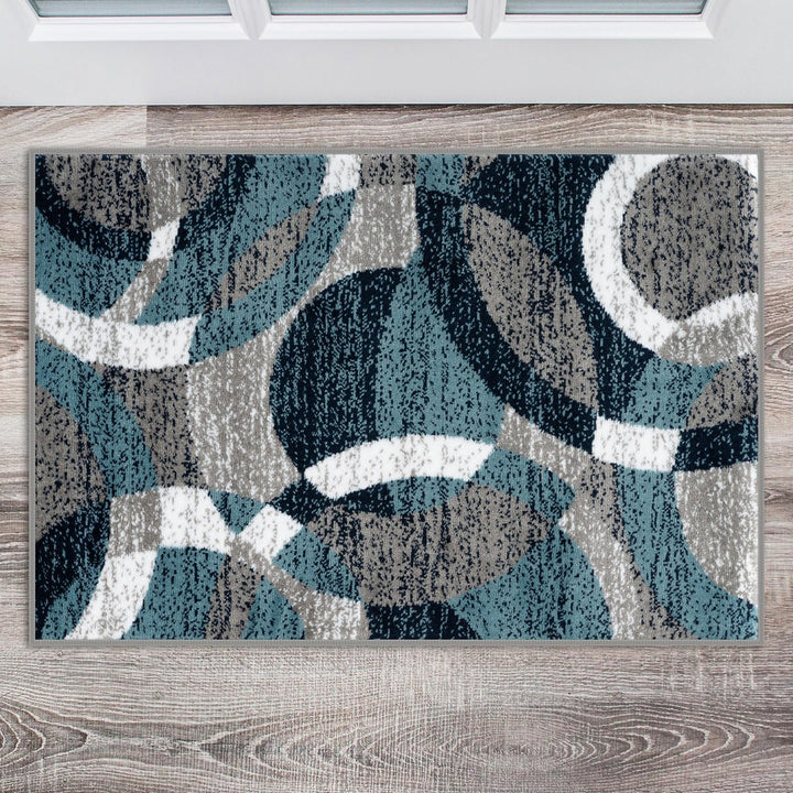 Contemporary Abstract Circles Perfect for High Traffic Areas of your Living Room, Bedroom, Home Office, Kitchen Area Rug