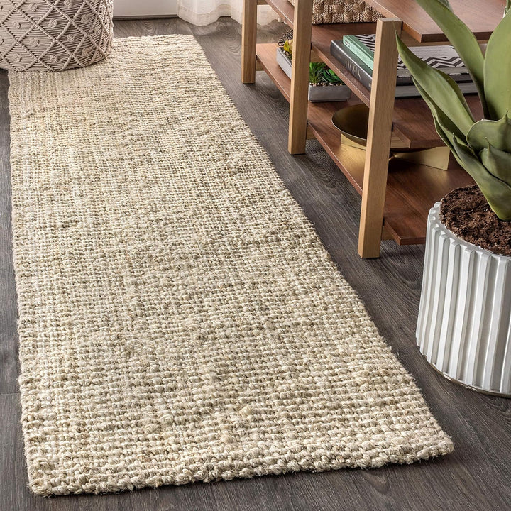 NRF102A-3 Pata Hand Woven Chunky Jute Indoor Area -rug Bohemian Farmhouse Easy -cleaning Bedroom Kitchen Living Room Non Shedding, 3 ft x 5 ft, Natural Color