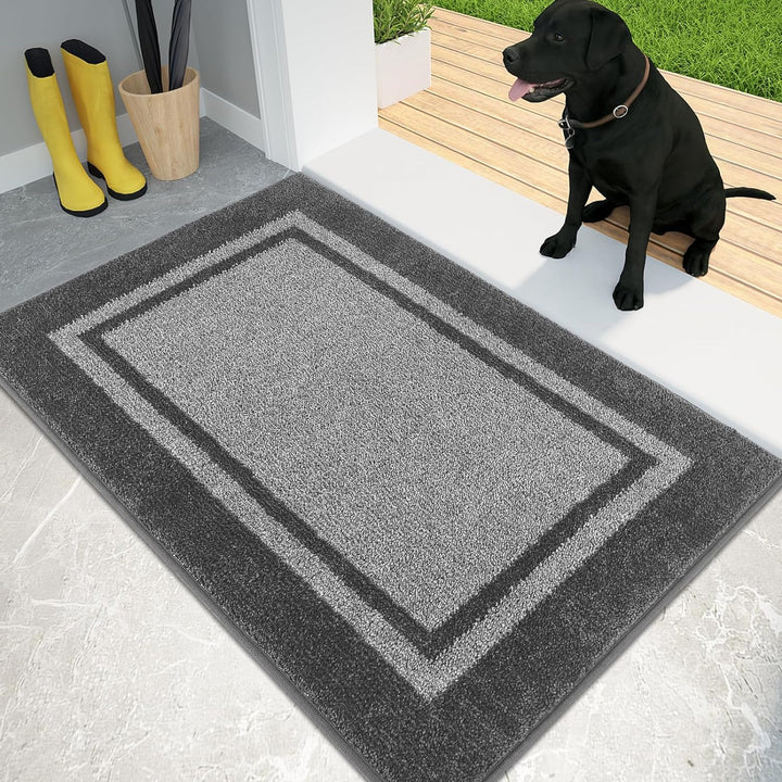 Dirt Trapper Door Mat, Non-Slip/Skid Machine Washable Entryway Rug, Shoes Scraper, Area Rug, Super Absorbent Welcome Mat for Muddy Wet Shoes and Paws