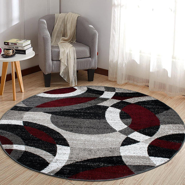 Contemporary Abstract Circles Perfect for High Traffic Areas of your Living Room, Bedroom, Home Office, Kitchen Area Rug