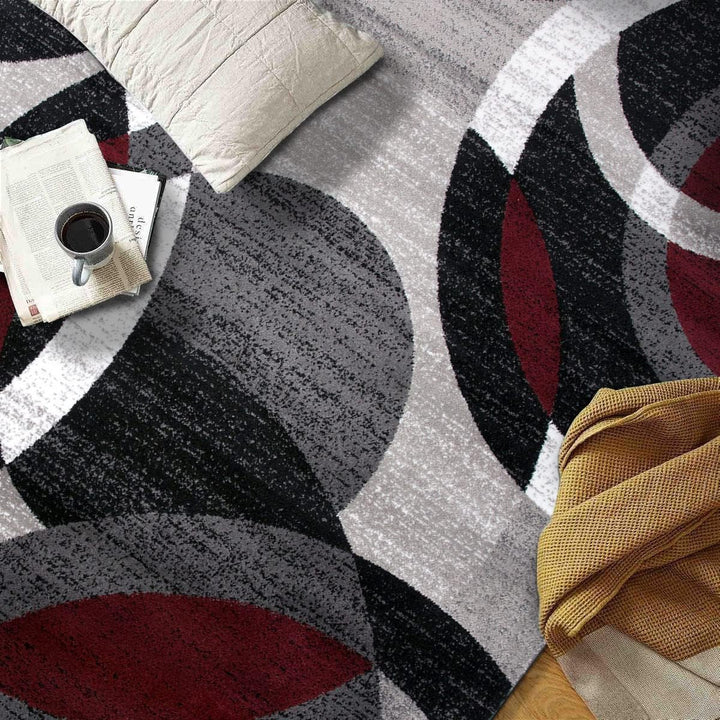 Contemporary Abstract Circles Perfect for High Traffic Areas of your Living Room, Bedroom, Home Office, Kitchen Area Rug