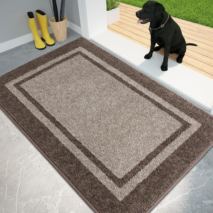 Dirt Trapper Door Mat, Non-Slip/Skid Machine Washable Entryway Rug, Shoes Scraper, Area Rug, Super Absorbent Welcome Mat for Muddy Wet Shoes and Paws