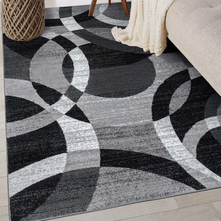 Contemporary Abstract Circles Perfect for High Traffic Areas of your Living Room, Bedroom, Home Office, Kitchen Area Rug