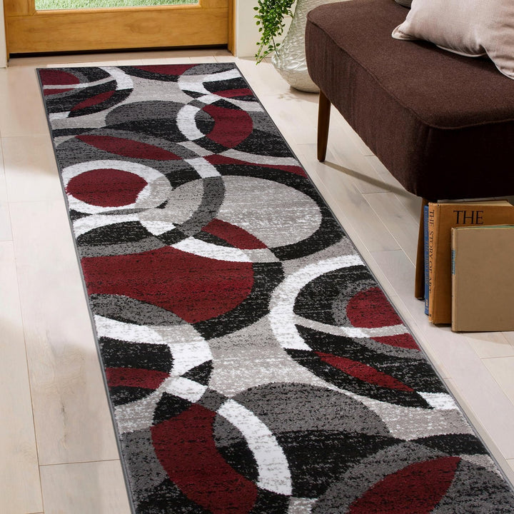 Contemporary Abstract Circles Perfect for High Traffic Areas of your Living Room, Bedroom, Home Office, Kitchen Area Rug