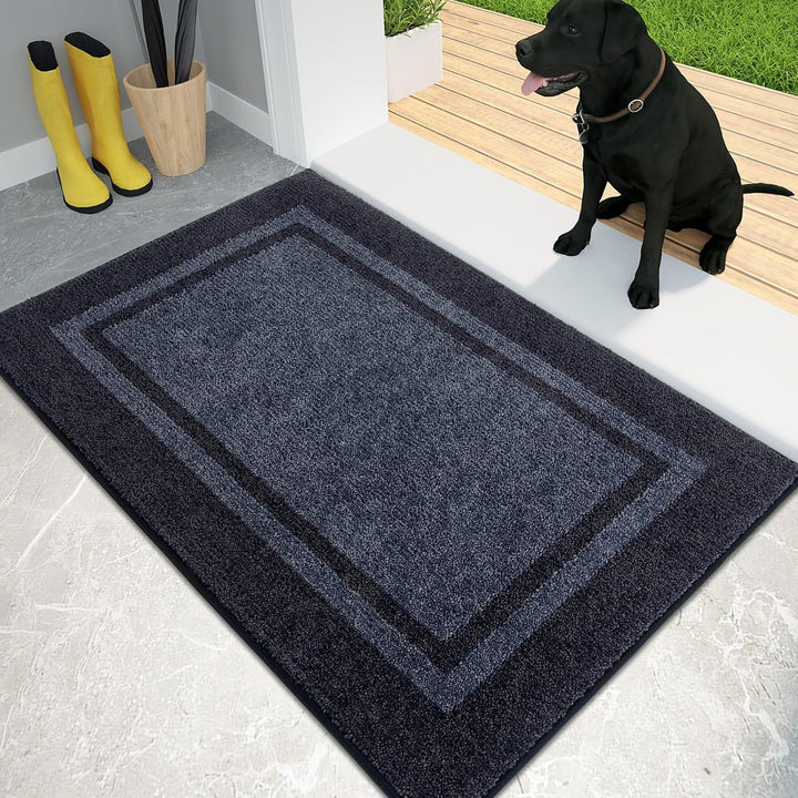 Dirt Trapper Door Mat, Non-Slip/Skid Machine Washable Entryway Rug, Shoes Scraper, Area Rug, Super Absorbent Welcome Mat for Muddy Wet Shoes and Paws