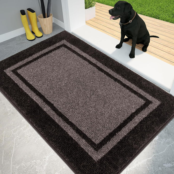 Dirt Trapper Door Mat, Non-Slip/Skid Machine Washable Entryway Rug, Shoes Scraper, Area Rug, Super Absorbent Welcome Mat for Muddy Wet Shoes and Paws