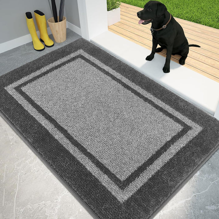 Dirt Trapper Door Mat, Non-Slip/Skid Machine Washable Entryway Rug, Shoes Scraper, Area Rug, Super Absorbent Welcome Mat for Muddy Wet Shoes and Paws