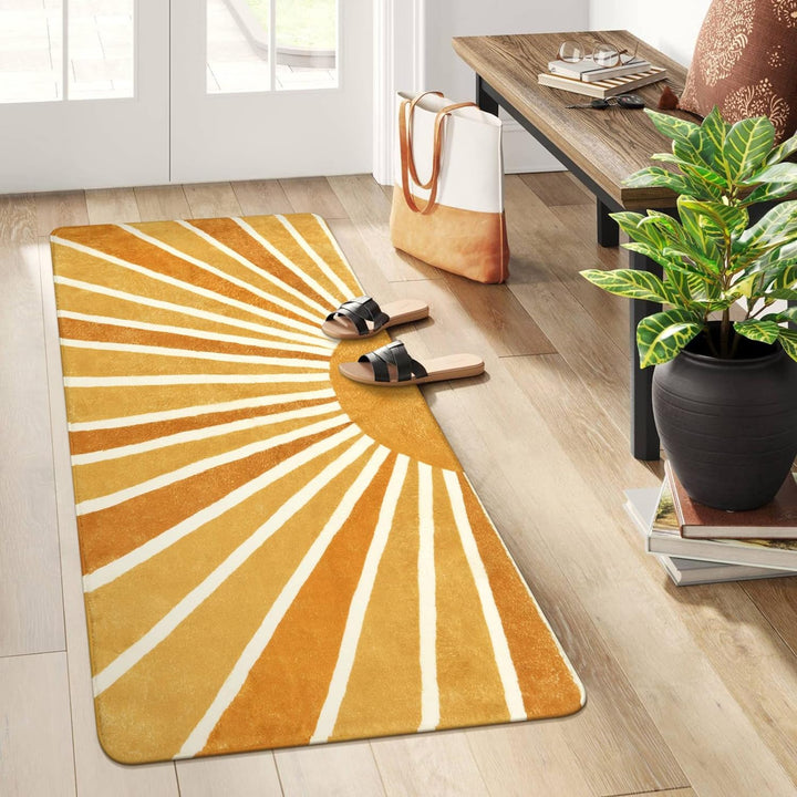 Washable Boho Area Rugs for Living Room Non-Slip Throw Dining Room Rug Soft Rug, Cute Rainbow Sun Print Rug for Office Classroom Bedroom Nursery