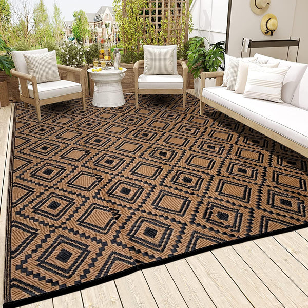 Outdoor Rugs for Patio Clearance, Waterproof Reversible Indoor Outdoor Rug Carpet, Portable Plastic Straw Rug for RV Camping, Picnic, Beach, Porch, Deck