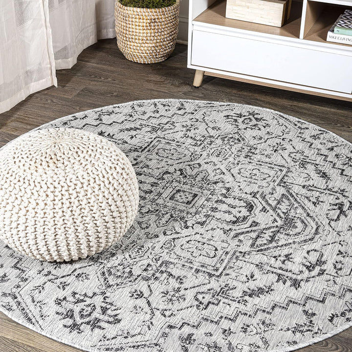 Estrella Bohemian Medallion Textured Weave Indoor/Outdoor Area-Rug, Coastal, Easy-Cleaning, HighTraffic, LivingRoom, Backyard, Non Shedding