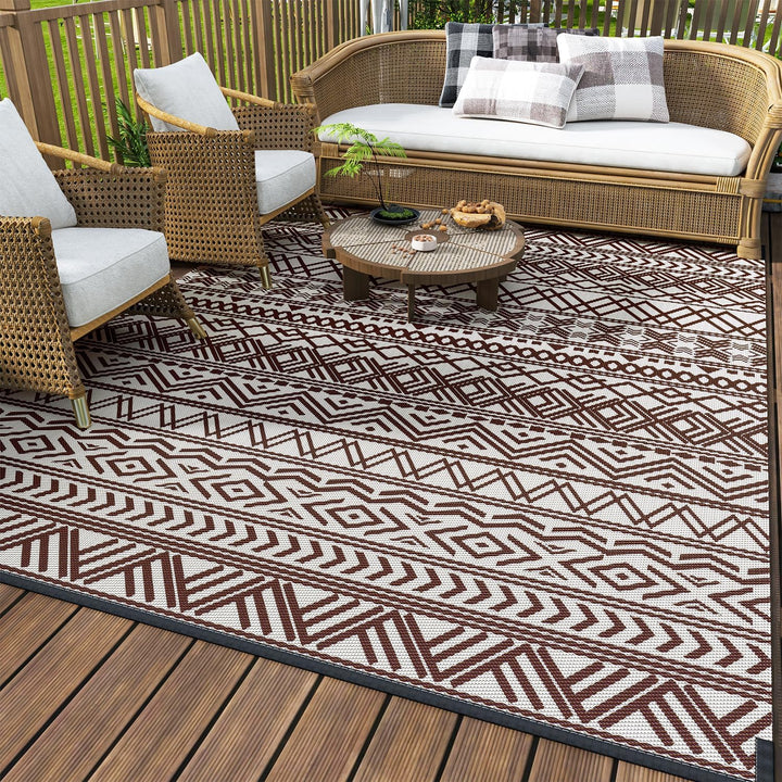 Outdoor Rug Carpet, Waterproof Reversible Patio Rug, RV Camping Rug, Plastic Straw Rug, Outside Indoor Outdoor Area Rug for Patio, Deck, Balcony, Picnic, Beach, Outdoor, Decor Boho