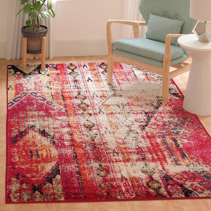 Monaco Collection Area Rug - Boho Chic Tribal Distressed Design, Non-Shedding & Easy Care, Ideal for High Traffic Areas in Living Room, Bedroom