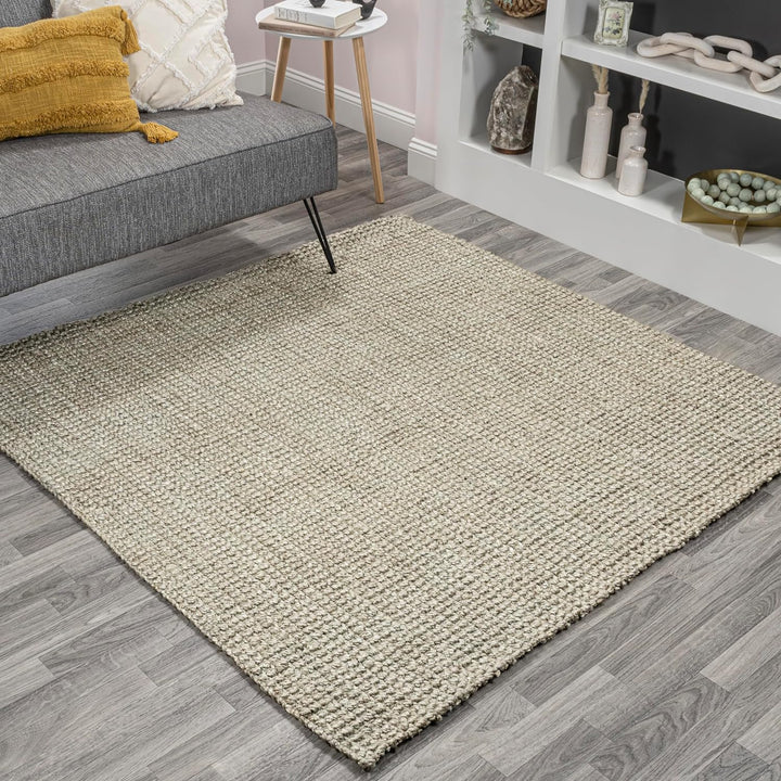 NRF102A-3 Pata Hand Woven Chunky Jute Indoor Area -rug Bohemian Farmhouse Easy -cleaning Bedroom Kitchen Living Room Non Shedding, 3 ft x 5 ft, Natural Color